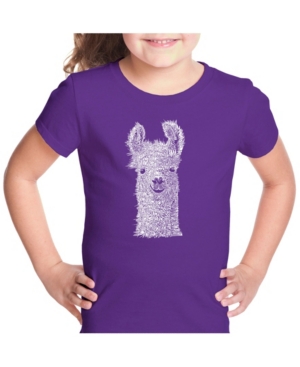 La Pop Art Girl's Word Art T-Shirt - Llama