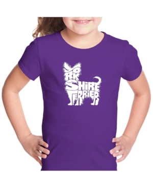 La Pop Art Girl's Word Art T-Shirt - Yorkie
