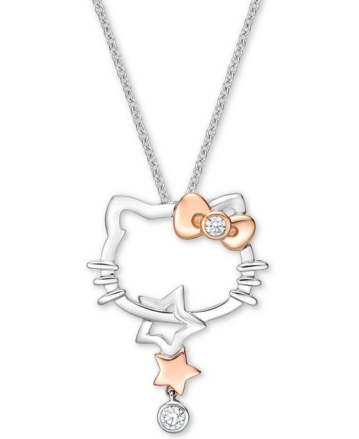 Chow Tai Fook - Diamond Hello Kitty 18" Pendant Necklace (1/10 ct t.w.) in 18k White Gold & Rose Gold