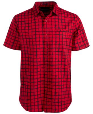Sean John - Men's Grid Print Short Sleeve Shirt