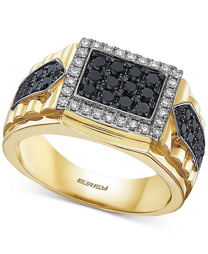 Men's Diamond Cluster Ring 14K Yellow Gold