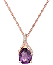 Amethyst (2-1/10 ct. t.w.) & Diamond (1/20 ct. t.w.) 18" Pendant Necklace in 14k Rose Gold (Also available in Citrine, Blue Topaz & Garnet)