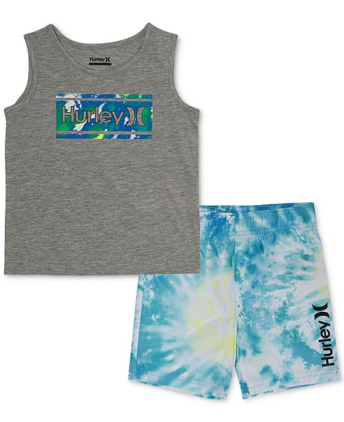 Hurley Little Boys 2 Pc Graphic Tank Tie Dye Boardshort Set