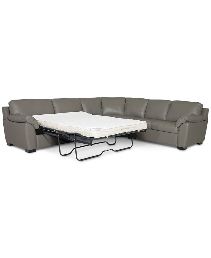 Furniture Lothan 3Pc. Leather Full Sleeper Sectional Sofa, Created for