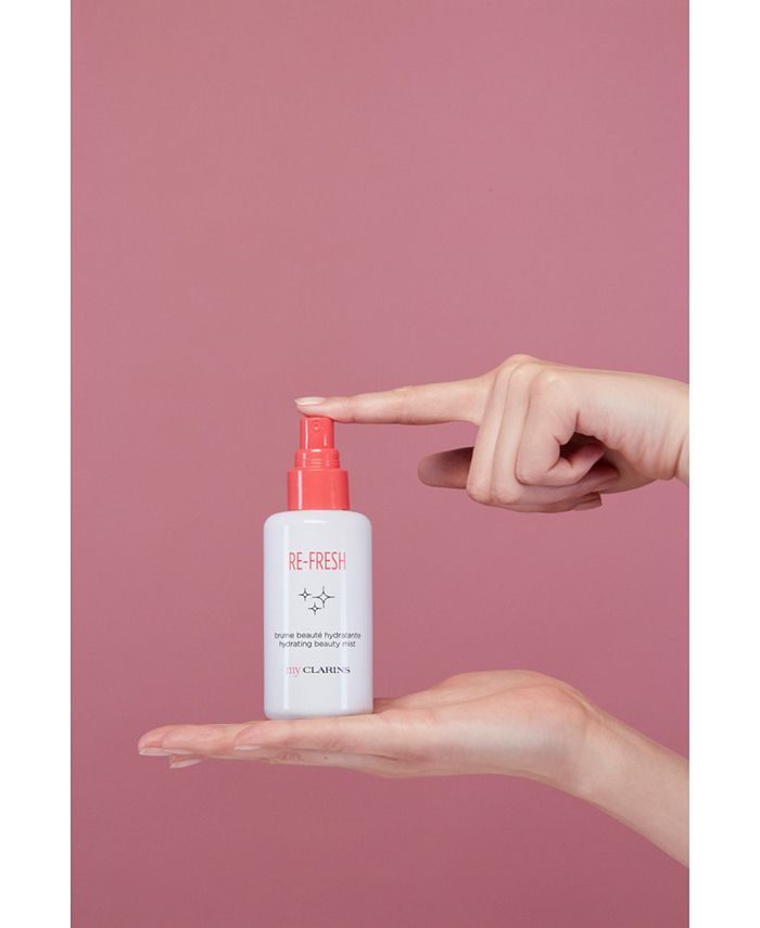 Re-fresh hydrating beauty mist, clarins. Clarins refresh спрей. Re-fresh hydrating beauty mist, clarins. Clarins my clarins re-fresh. Крем гель для лица my clarins улучшающий цвет лица.