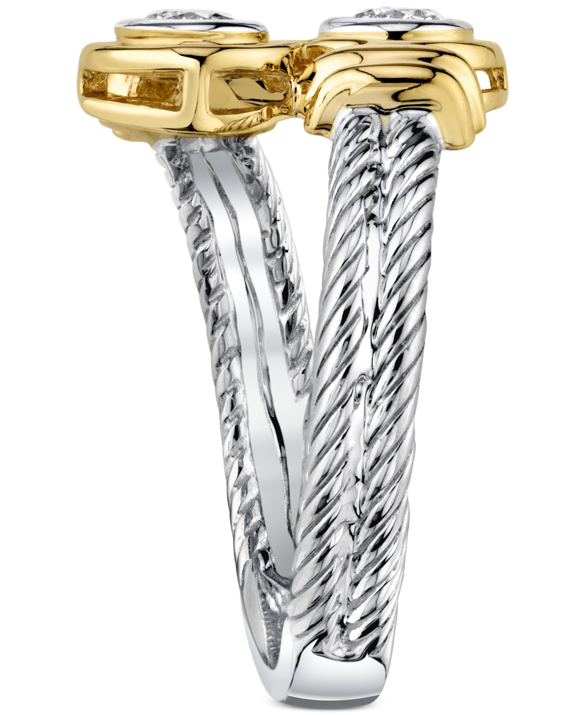 Diamond Twist Ring (1/3 ct. t.w.) in 14k White & Yellow Gold - Two-Tone