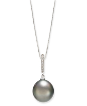 image of Cultured Tahitian Pearl (10mm) & Diamond Accent 18