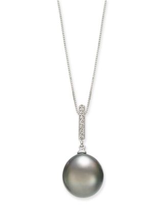 Macy's Cultured Tahitian Pearl (10mm) & Diamond Accent 18