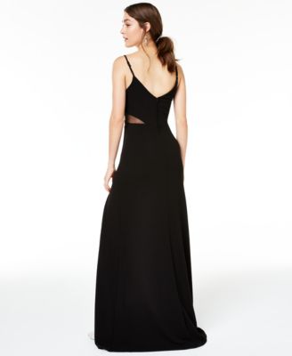 B Darlin Juniors' Illusion Slit Maxi Gown - Macy's