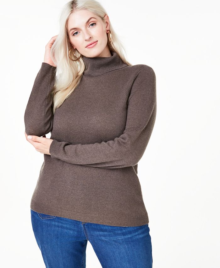 Charter Club Plus Size Cashmere Turtleneck Sweater, Created for Macy's