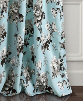 Lush Decor Tania floral light filtering curtain panels, pair, 52x84, blue & gray for bedroom/living room.