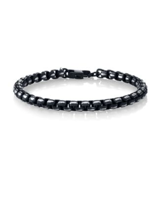 He Rocks Black Silver-Tone Link Bracelet in Stainless Steel - Macy's