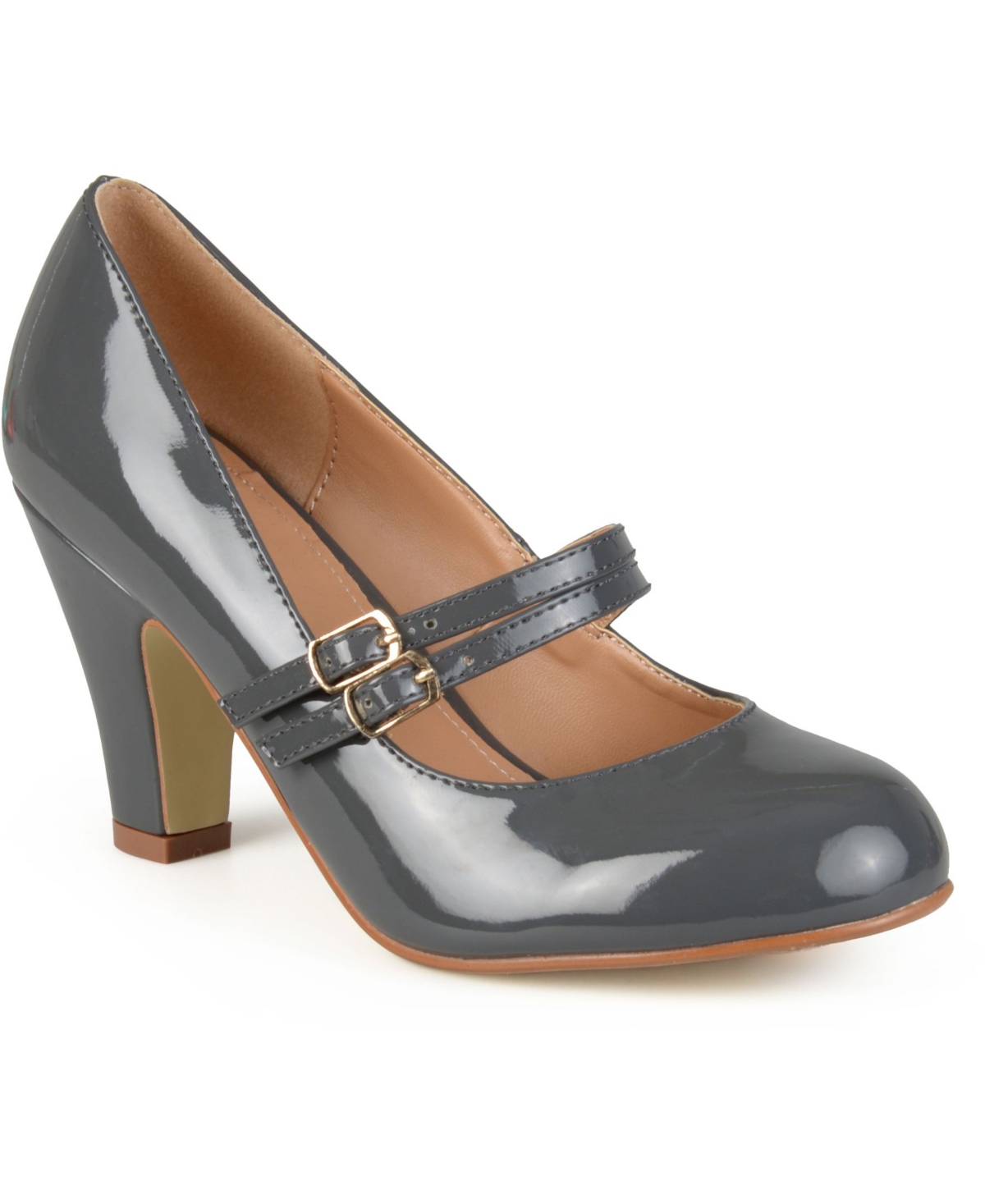 Journee Collection Women's Wendy Double Strap Heels Women's Shoes In Gray