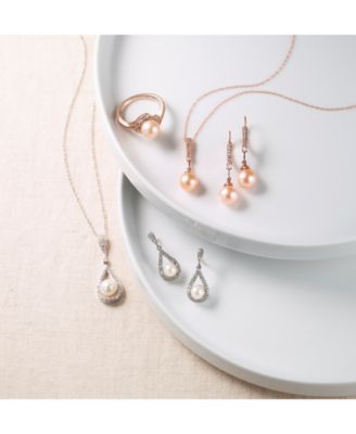 Pink Cultured Freshwater Pearl (8mm) & Diamond (1/4 ct. t.w.) Swirl Ring in 14k Rose Gold