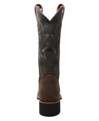Men's 12" Work Western Square Toe Black/Brown