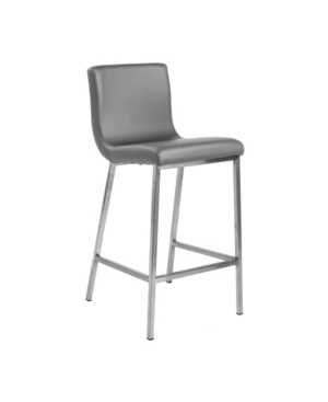 Scott Counter Stool in Grey and Brushed Stainless Steel Set of 2