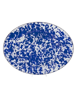 Golden Rabbit Cobalt Swirl Enamelware Collection 16" X 12" Oval Platter In Blue