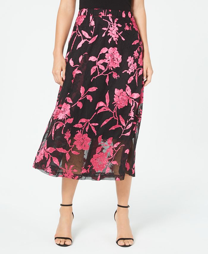 Alfani Petite Floral-Print A-Line Skirt, Created for Macy's - Macy's