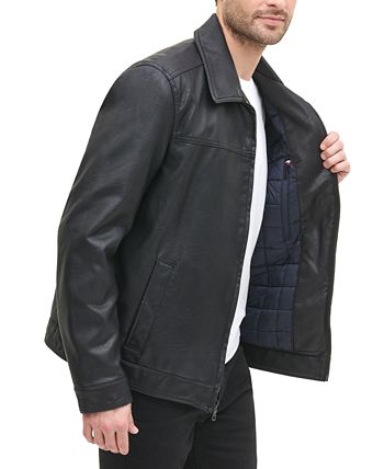 Tommy Hilfiger Men's Faux Leather Laydown Collar Jacket Macy's