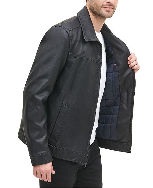 Tommy Hilfiger Men's Faux Leather Bomber Jacket & Reviews - Coats ...