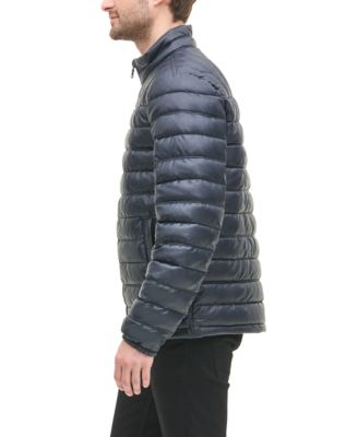 Quilted Faux Leather Puffer Jacket 