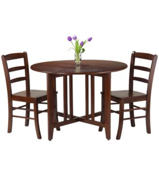Alamo 3-Piece Round Drop Leaf Table with 2 Ladder Back Chairs