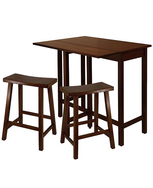 Winsome Lynnwood 3 Piece High Drop Leaf Table With 24 Saddle Seat Stool Reviews Furniture Macy S