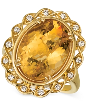 image of Le Vian Cinnamon Citrine (7-1/4 ct. t.w.) & Nude Diamonds (1/5 ct. t.w.) Statement Ring in 14k Gold