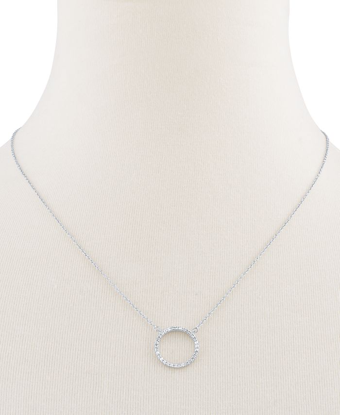 Clasp Front Circle Pendant Eye Center Necklace, Silver