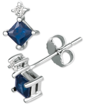 image of Sapphire (5/8 ct. t.w.) & Diamond Accent Stud Earrings in 14k White Gold(Available in Certified Ruby)