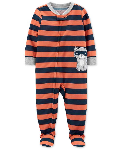 Carter S Toddler Boys 1 Pc Striped Raccoon Footed Pajamas Reviews Pajamas Kids Macy S