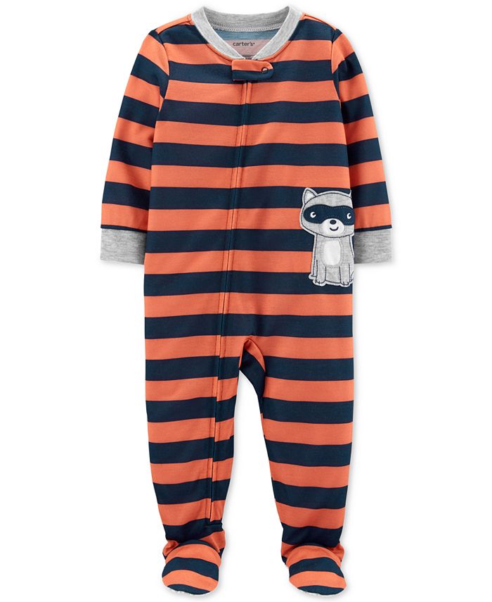 Carter's Toddler Boys 1Pc. Striped Raccoon Footed Pajamas Macy's