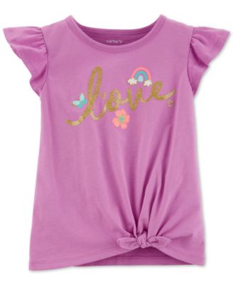 Carter's - Baby Girls Love-Print Tie-Front Cotton T-Shirt