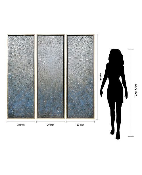 Empire Art Direct Silver Ice 3-Piece Textured Metallic ...