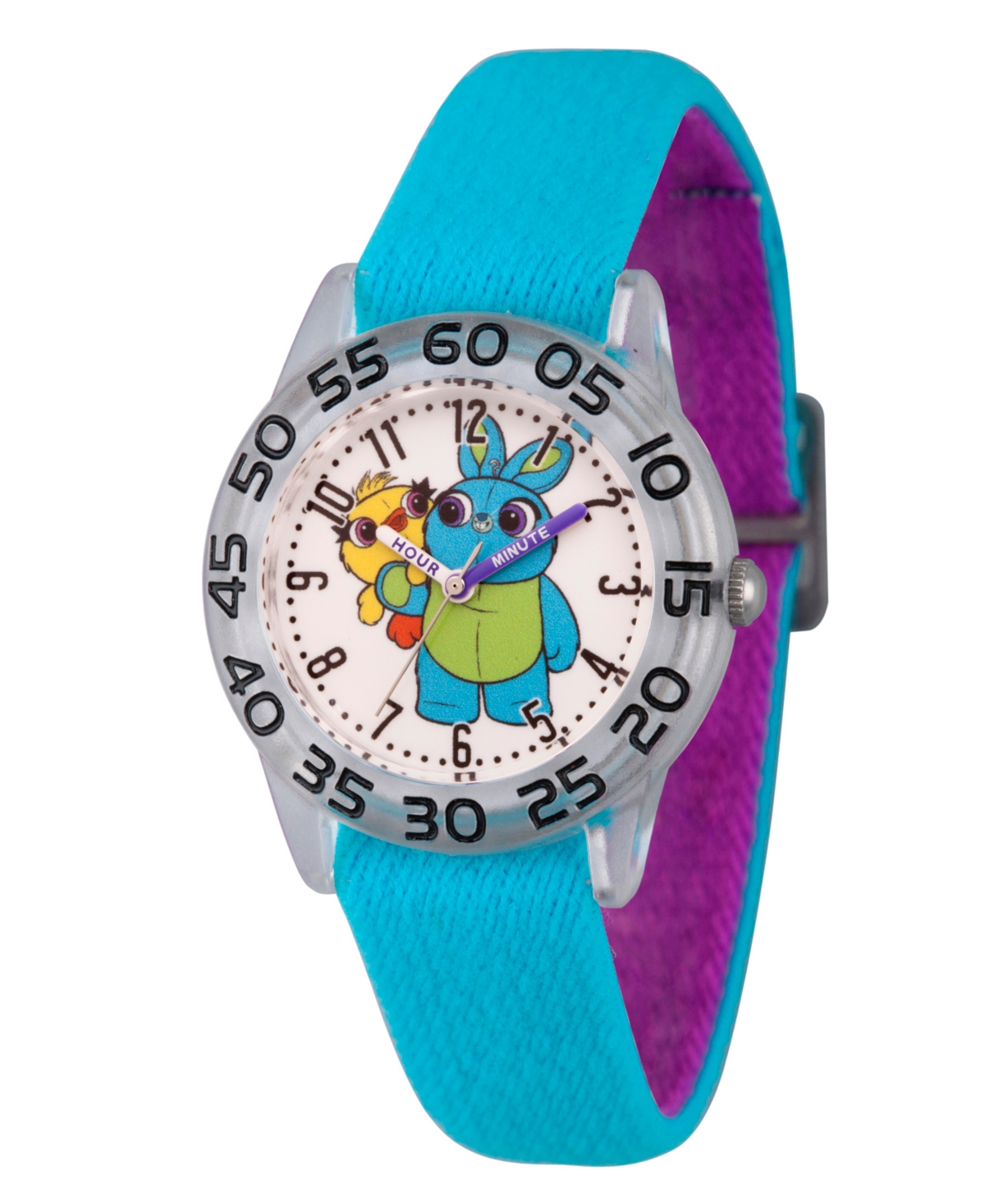 EwatchFactory Boy's Disney Toy Story 4 Bunny Ducky Blue Plastic Time Teacher Strap Watch 32mm