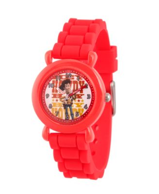 ewatchfactory Boy's Disney Toy Story 4 Woody Red Plastic Time Teacher Strap Watch 32mm