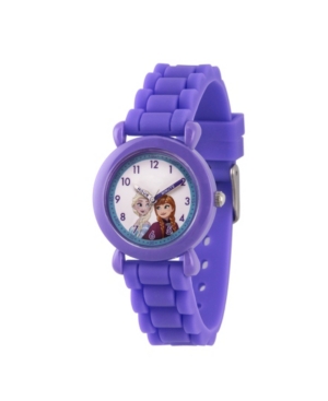 EwatchFactory Girl's Disney Frozen Elsa And Anna Purple Plastic Time Teacher Strap Watch 32mm