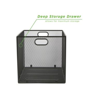 Mind Reader Mesh File Box With Handle, Collapsible Storage Basket