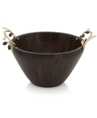Michael Aram - Olive Branch Gold Wooden Salad Bowl