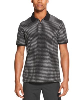 DKNY - Men's Performance Stretch Square Print Polo Shirt