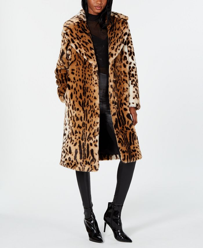 Kendall + Kylie Faux-Fur Leopard-Print Coat - Macy's