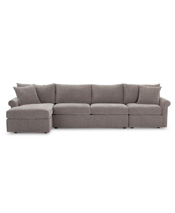 Furniture Wedport 3Pc. Fabric Sectional Sofa with Armless Apartment