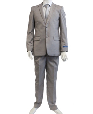 Perry Ellis Toddler Boy's 5-Piece Shirt Tie Jacket Vest and Pants Solid Suit Set