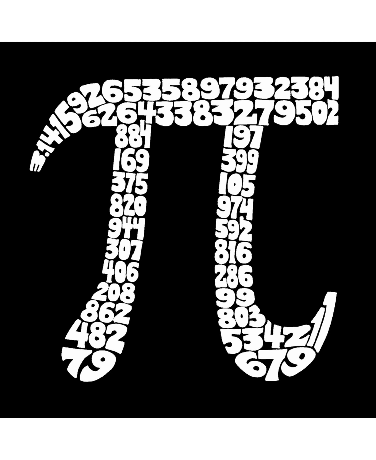 La Pop Art Big Boy's Word Art T-Shirt - The First 100 Digits of Pi