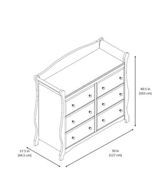 Avalon 6 Drawer Universal Double Dresser - White