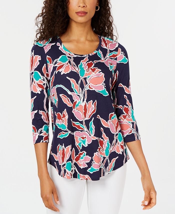 JM Collection Petite Printed Top, Created for Macy's & Reviews - Tops ...