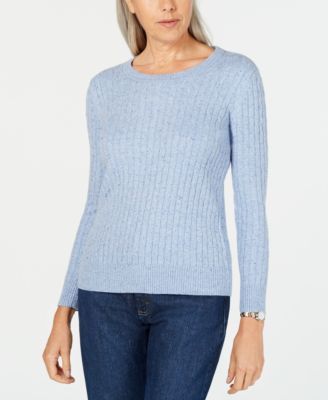 Karen Scott Cable-Knit Crewneck Sweater 