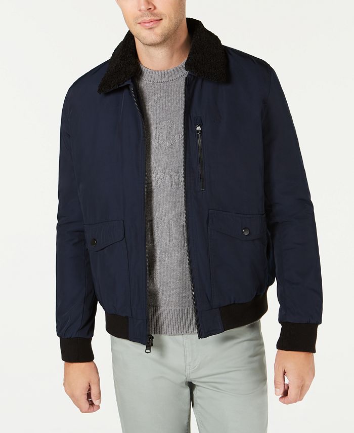 Calvin Klein Men's Military Flight Jacket With Sherpa Collar - Macy's
