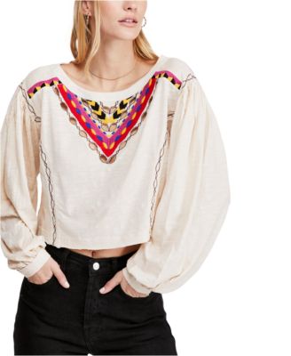 Free People - Hand Me Down Embroidered Crop Top