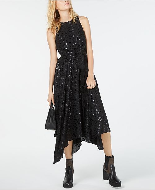 Michael Kors Leopard Print Handkerchief Hem Dress Regular